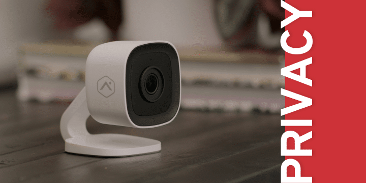 security camera with text "privacy"