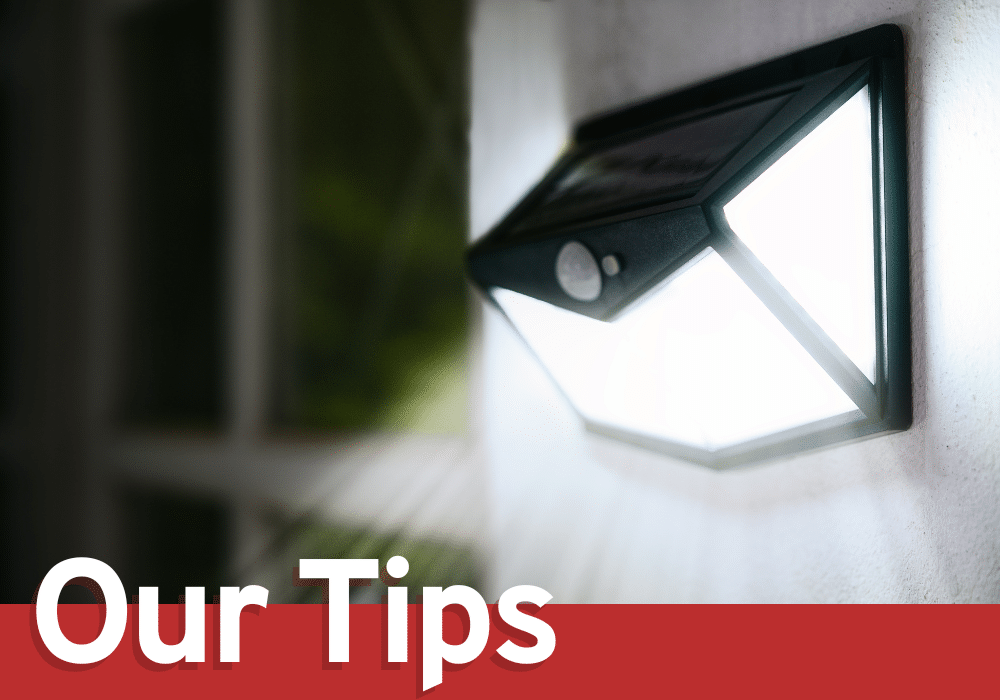 motion sensor lighting with text "our tips"