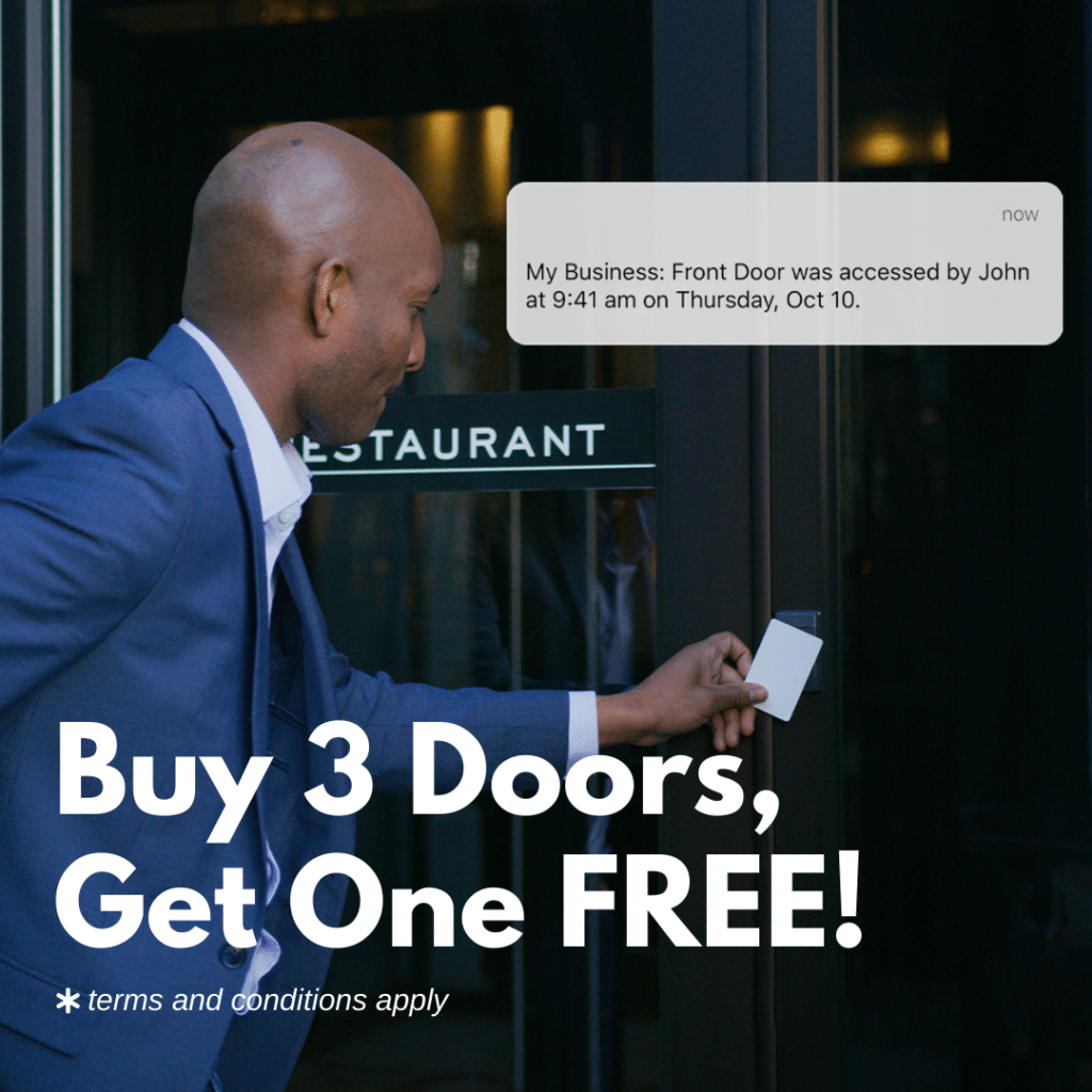 promo for businesses, buy 3 doors get 1 free